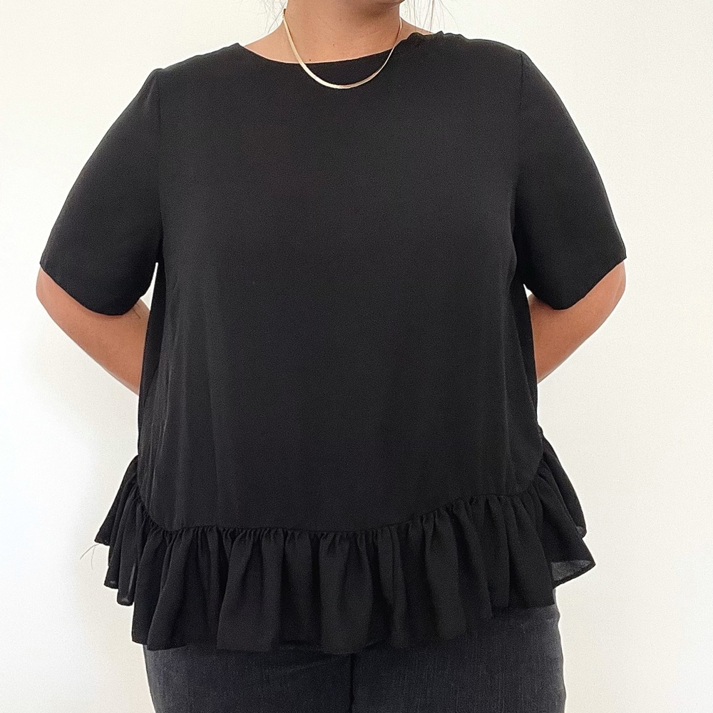 ASOS DESIGN Curve woven T-shirt with ruffle hem